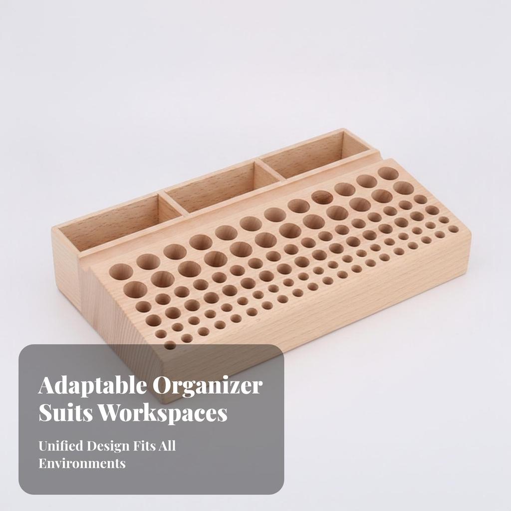 Desktop Hand Tool Stand Practical Wooden Storage Rack with Holes