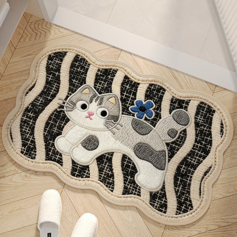 Cartoon Dog Floor Mat Cute Yarn Knit Style Absorbent Rug Non Slip Doormat for Bedroom Living Room Bathroom Home Decor