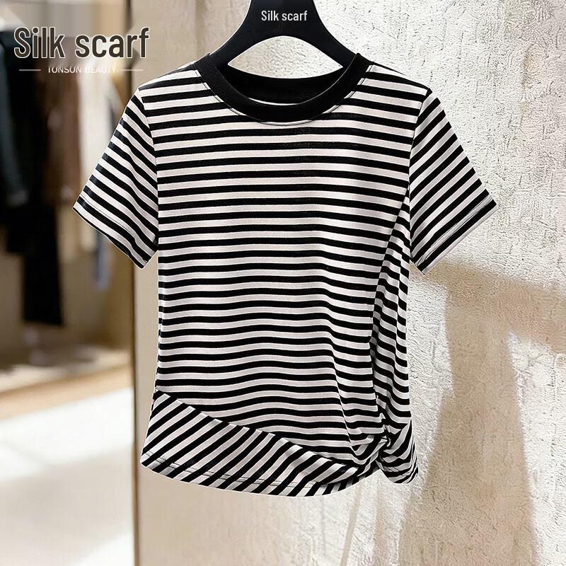 Women s Lyocell Contrast Stripe T-Shirt S