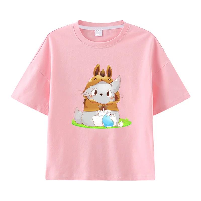 Summer Cartoon Hayao Miyazaki Totoro Printed Children's T-shirt Short Sleeved Street Fashion Men's and Women's Clothing
