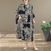 DIMANAF New 2026 Women Plus Size Spring Summer Beach Long Dress Lady Loose Oversize Maxi Floral Print Cotton Vintage Black