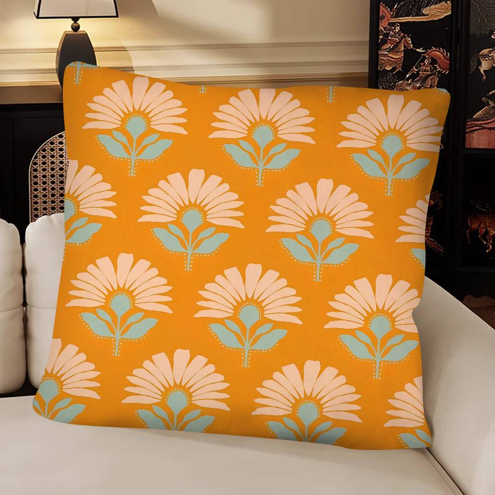 Flowers Pillow Case Fashion Square Pillowcase Bedroom Sofa Room Ins Decoration Leisure