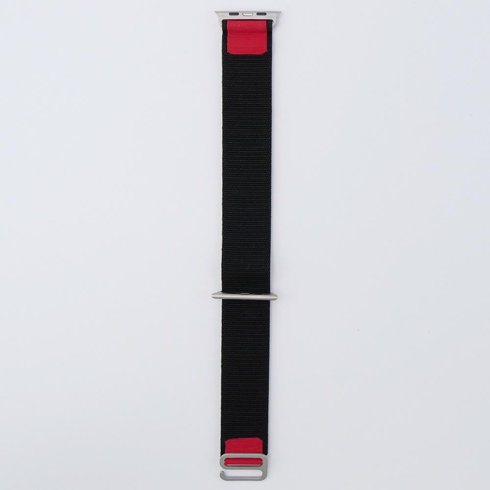 Nylon Strap for Apple Watch 1/2/3/4/5/6/7/8/9/10/11/SE Ultra 1/2/3 42/44/45/46/49mm, Black / Red