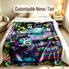 Vintage Retro Theme Custom Blanket Personalized Name & Text Customized Soft Warm Throw Blanket Home Decor