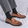 Fashion Classic Men Loafers PU Stone Pattern Low Heel Tassel Decoration Daily Business Casual Men Shoes