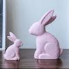 Easters Rabbit Statue Set of 2 Cute Wooden Bunnies Figurines Decors for Living Room or Bedroom Desktop Display Ornaments