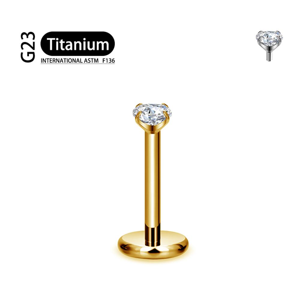Titanio F136 2/2,5/3/4/5/6Mm Stud Labret con Zirconia Cubica 16G Trago Elica Cartilagine Conchiglia Flatback Lobo Orecchio Piercing Gioielli Corpo