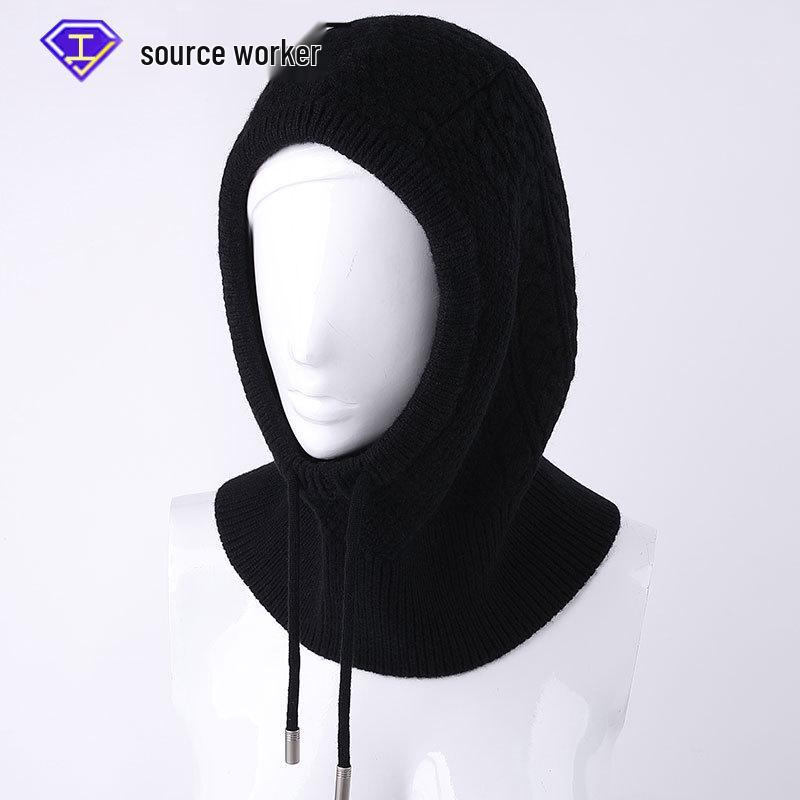 

Женская зимняя шерстяная балаклава-шапка и шарф с защитой ушей – вязаные для тепла One Size чёрный