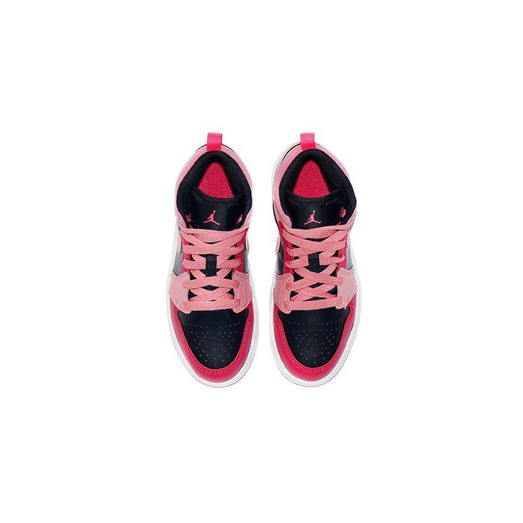 Air Jordan 1 Mid PS Coral Chalk Barnsneakers Rosa Rush-Rosa Svart 640734-662