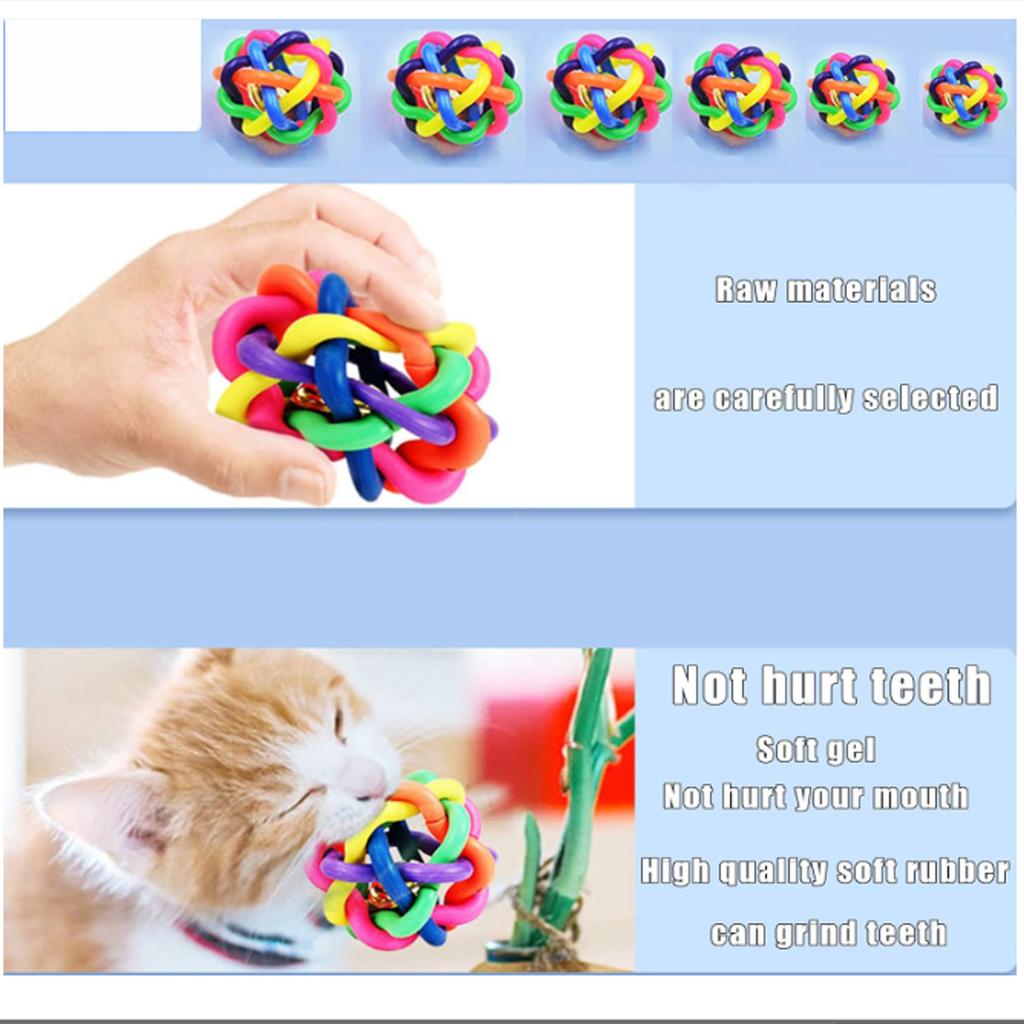 1 Pc Dog Toy Colorful Bell Woven Ball Rainbow Toy Ball Dog Chew Toy Hard Rubber Pet Product