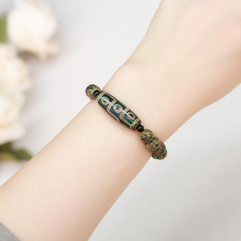 Tibetan Agate Barrel Beads Bracelet Women Men Retro Yoga Jewelry Gift