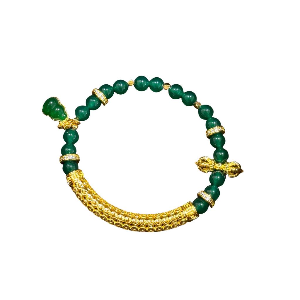 Chinese Retro Gourd & Vajra Stone Bracelet: Luxurious, Versatile, and Elegant