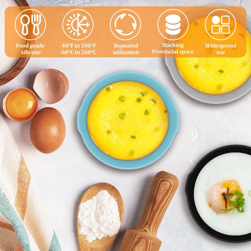 3/6Pcs Air Fryer Silicone Egg Poacher Cups Silicone Egg Cooker Mold Baking Custard Tart Pie Desserts Egg Poaching Maker