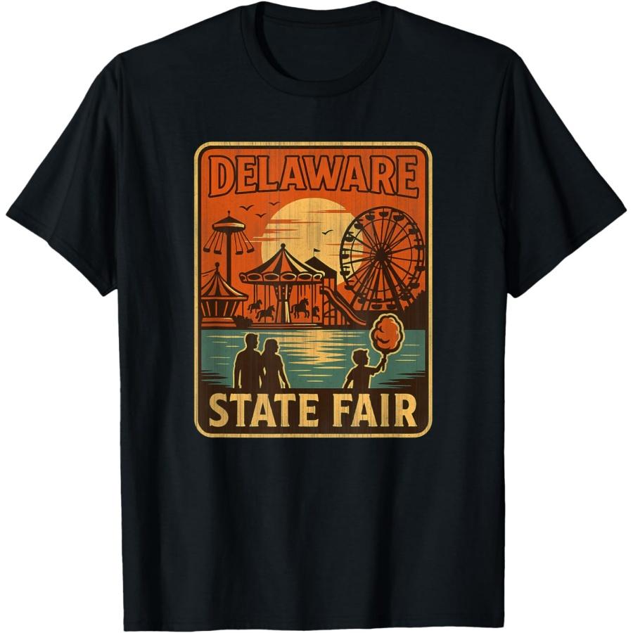 Delaware State Sunset Shirt Fair Carousel Ferris Wheel Fun T-Shirt S