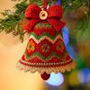 DIY Pletená vánoční ozdoba Háčkovaný zvonek Sada Ručně pletený Santa Claus Pletací projekt pro ozdobu stromku Sváteční sada pro kutily Začátečníci Dospělí