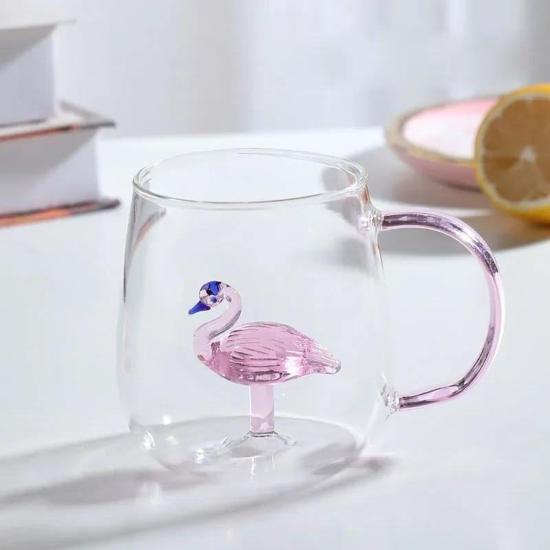 FATUBE Creative High Borosilicate glass Cup Three-Dimensional Animal/Plant Shape Single Layer Coffee Milk Cute Transparent cup