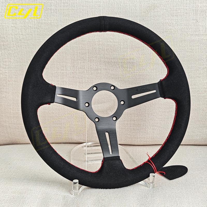 JDM 13inch Universal Leather Steering Wheel Deep Dish Modified Car Sports Tuning Steering Wheel