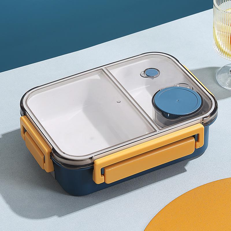 

Microwaveable Plastic Bento Box with Sauce Compartments - Perfect for Students & Office Workers
