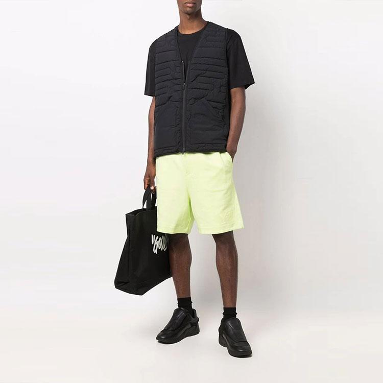 Y-3 Unifarben gesteppte V-Ausschnitt Weste Herrenwesten Schwarz HB3472