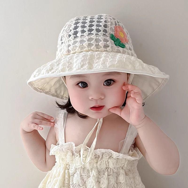 Baby Summer Sun Hat Wide Brim UV Protection Fisherman Cap Breathable Thin Shade for Boys and Girls