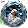 Nativity Scene Wooden Christmas Sign - Navidad Jesus Round Sign for Front Door Wall Hanging Decor - Ideal Christmas Ornament for Christians