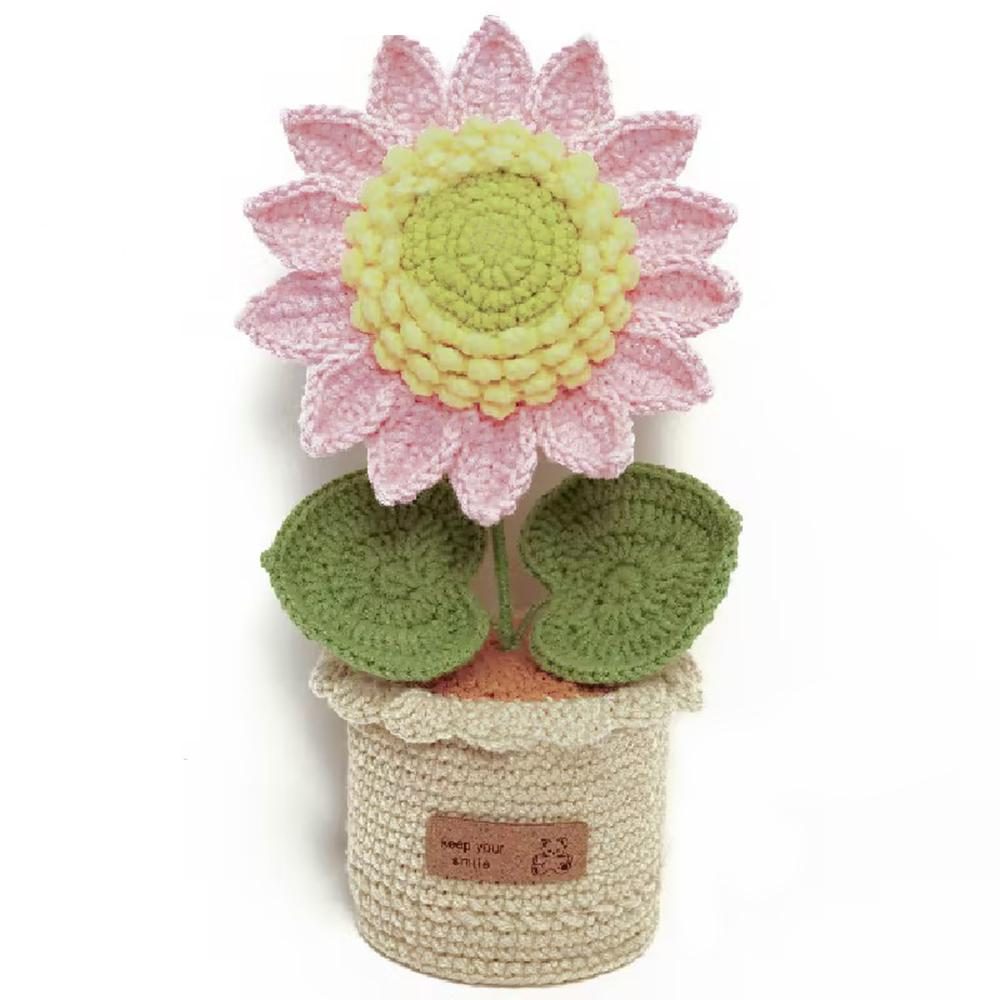 

Новый ручной работы крючком пряжа букет высокого класса горшечный подсолнух горшечный имитация цветочного украшения подарок