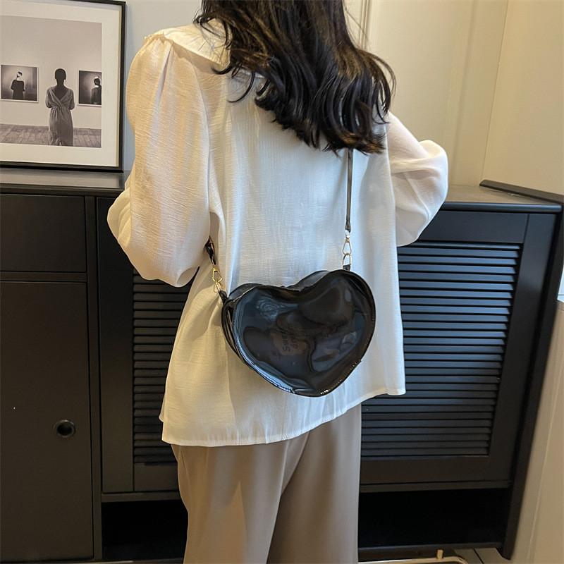Fashionable Heart-shaped Pvc Shoulder Bag With Street Style Elements For Women