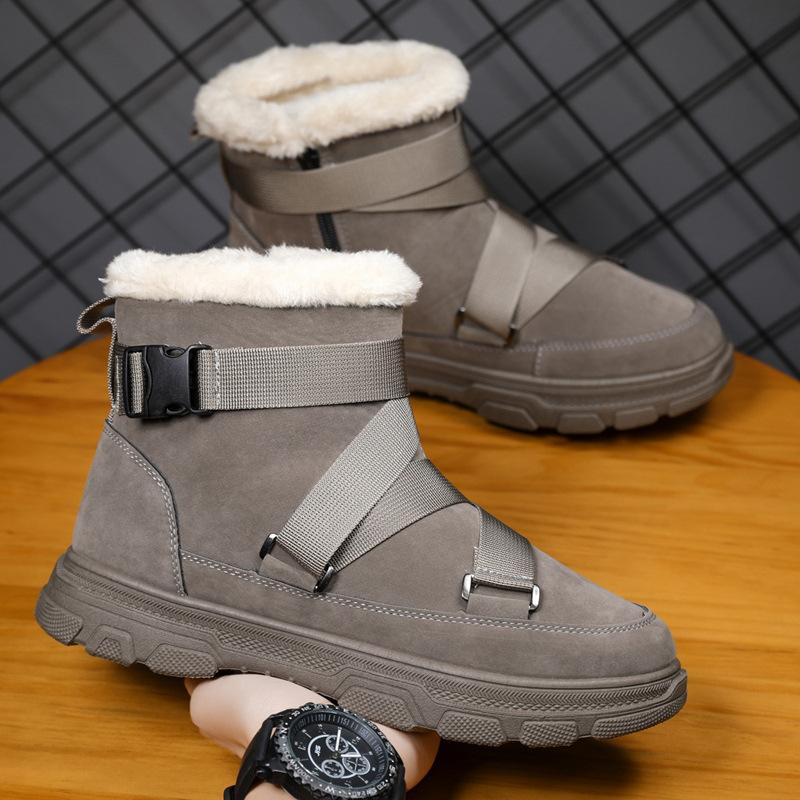 Winter snow boots thickened warm fur integrated cotton shoes youth platform bread shoes velvet Martin boots