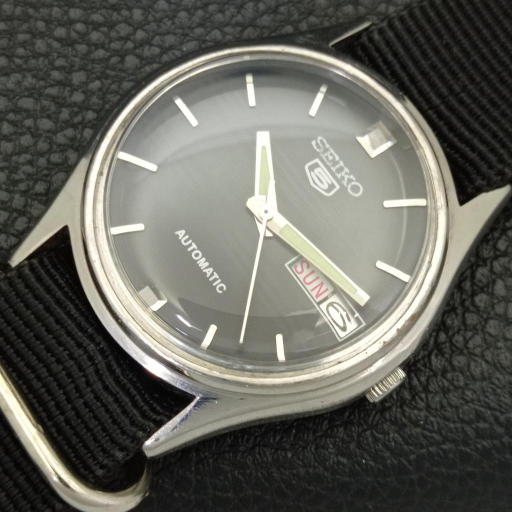 Seiko 5 AUTOMATIC 6309A VINTAGE JAPAN MENS BLACK COLOR DIAL WATCH A701614-5 R206c-a701614