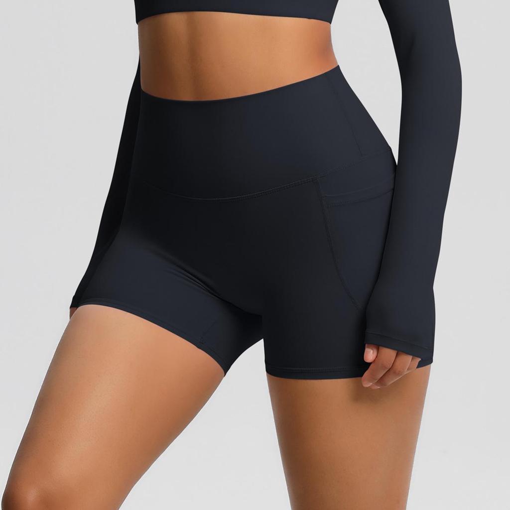 European & American High Waist Elastic Yoga Shorts - Women's Fitness & Running Pants