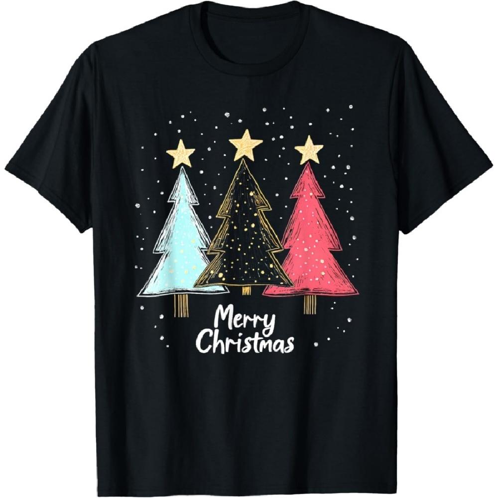 Aesthetic Christmas Tree Merry Christmas Snowy Xmas Tree T-Shirt