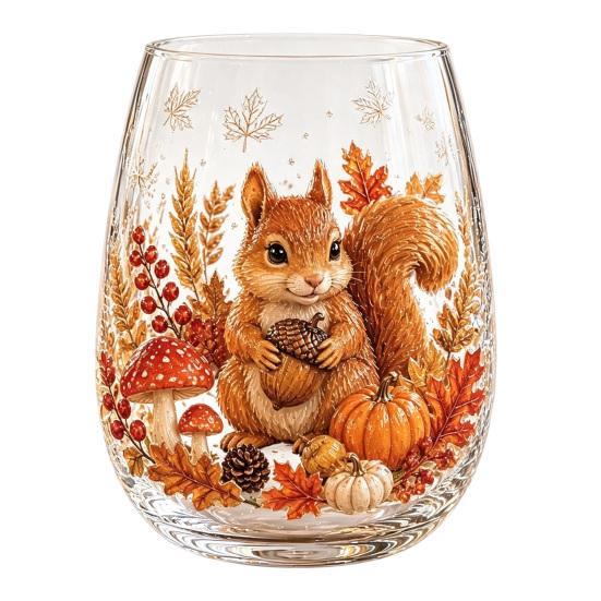 Borosilicate Glass Cup with Lid Autumn Harvest Cup, High Tumbler for Iced Coffee Tea Durable Drinkware Home And Juice, 350ml Clear Drinking