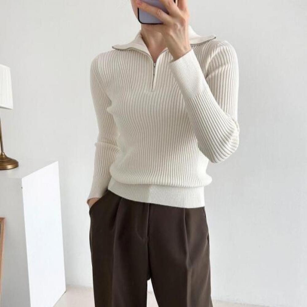 New Arrivals Open Run Women Modal Long Sleeve T shirT Collar Neck Pink Half Zip