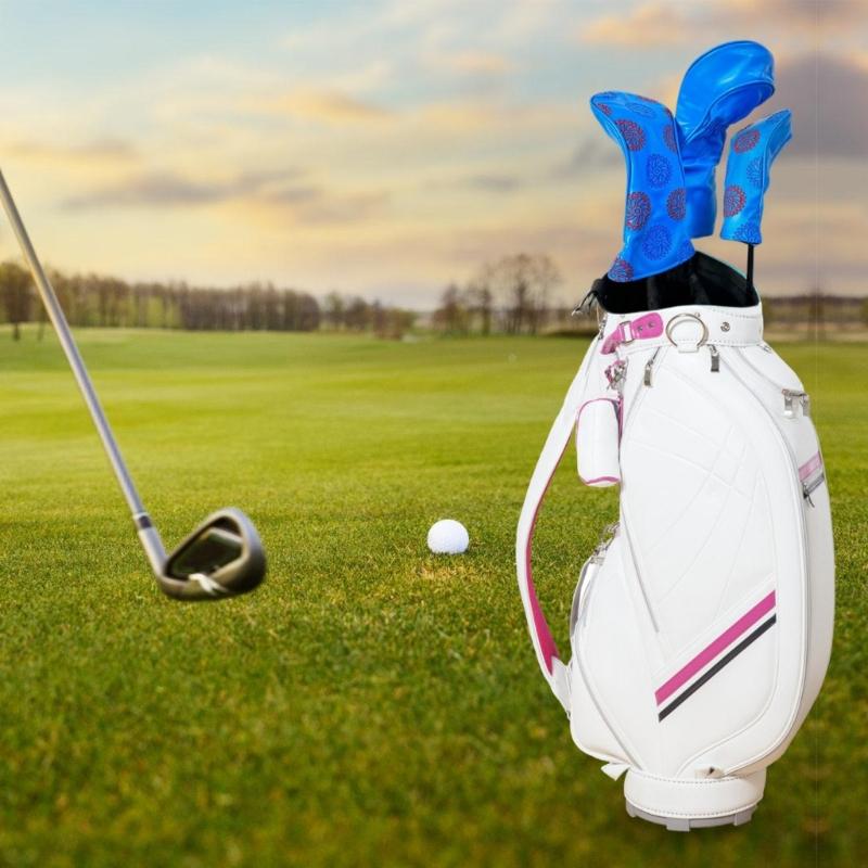 3 ks Voděodolné Potahy na hlavy golfových holí Koženka PU Potah na hlavu golfové hole Vzor ozubeného kola Potah na hlavu fairwayového woodu Golfové příslušenství
