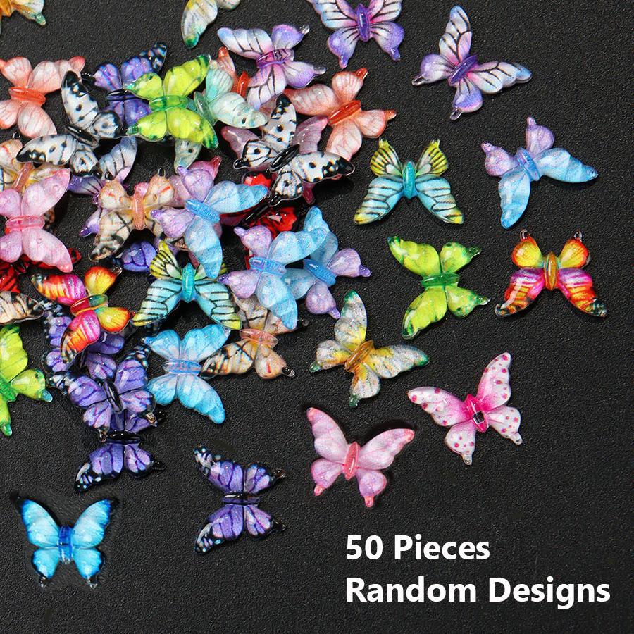 

20/30/50/100 шт. Разноцветные смоляные мультяшные ледяные бабочки, плоские бусины для нейл-арта, скрапбукинга, DIY, украшения для ювелирных изделий, поделки 50