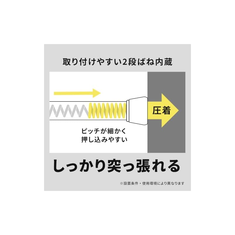 HEIAN SHINDO Tension Rod, Spring-Type, Heavy Duty, Slim L, White, Width 110-190cm, Load Capacity 8-2kg, Pipe Diameter 1.6cm, NSW-7, Heian Shindo Kogyo