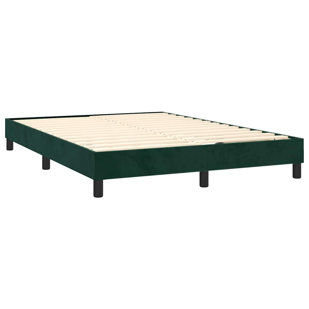 Box Spring Bed with Mattress Dark Green 140x200 cm Velvet