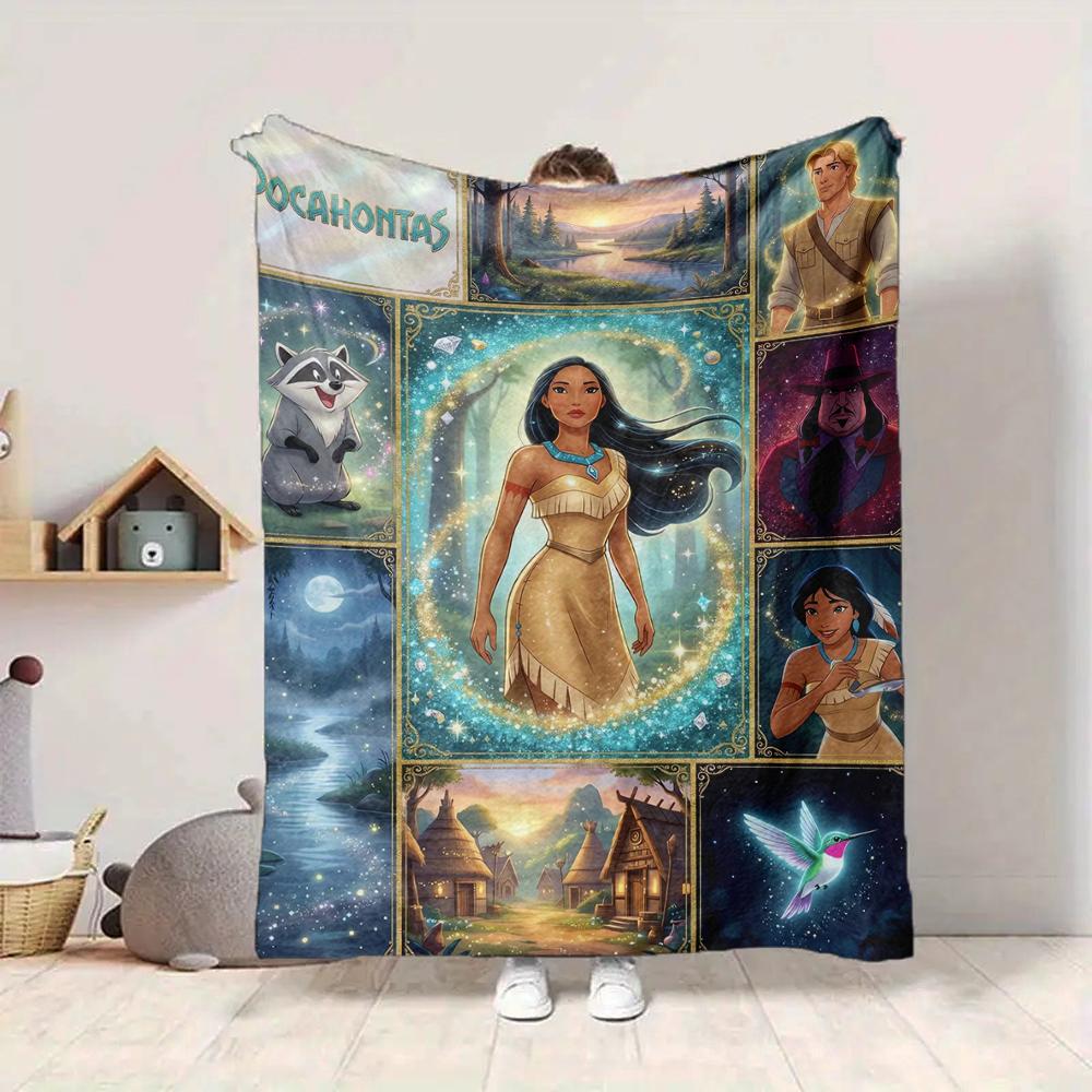 1Pc Pocahontas Adventure Collage Blanket Soft And Comfortable Casual Warm Camping Travel Christmas Halloween Xmas Gift M924418