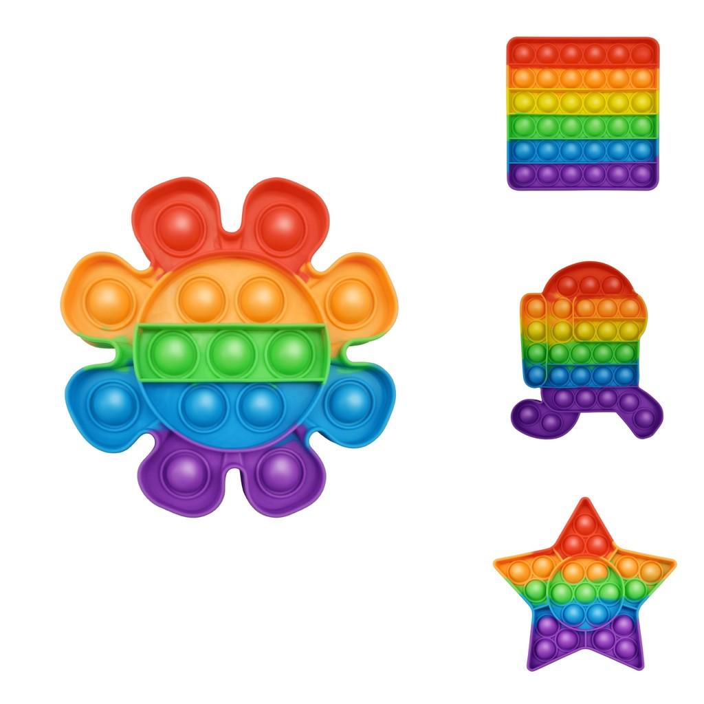 Innovatives 12cm Regenbogen Silikon Sensorisches Blasen Spielzeug Für Kinder Mit Bunten Formen