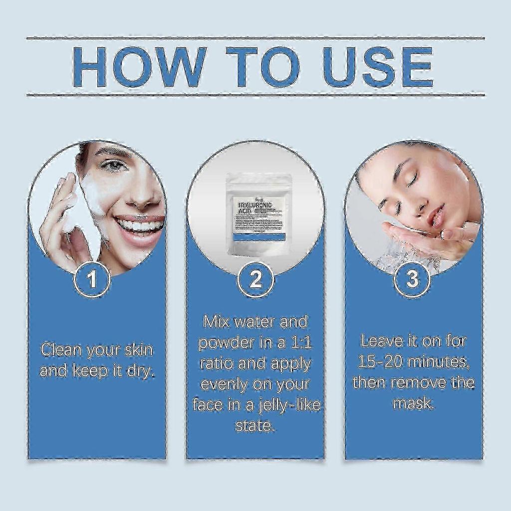 Hyaluronic Acid Powder, Hyaluronic Acid Mask Powder, Skin Hydration Care Formula, Hyaluronic Acid Jelly Mask, Deep Moisturizing & Hydrating 26-27s