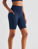 Pantaloncini da Yoga a Vita Alta Color Pesca con Tasche – Senza Cuciture, Vestibilità Comoda per Donna