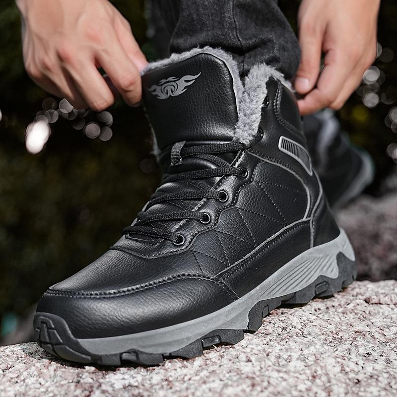 NeW Men Winter Snow Boots For Waterproof Leather Sneakers Super Warm Men's Boots Outdoor Male Hiking Boots Work Shoes Size 39-48