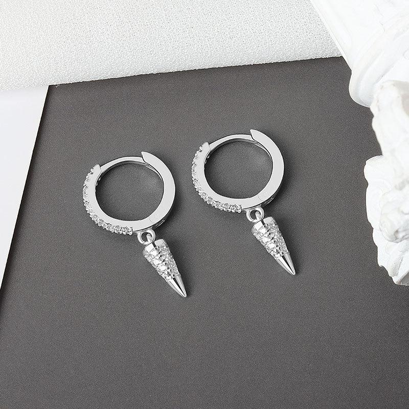 Niche Light Luxury Geometric Cone Rhinestone Ear Cuffs Elegant Earrings
