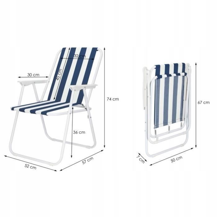 SPRINGOS® Folding Beach Camping Chair 52x59x80 Cm - Dark Blue