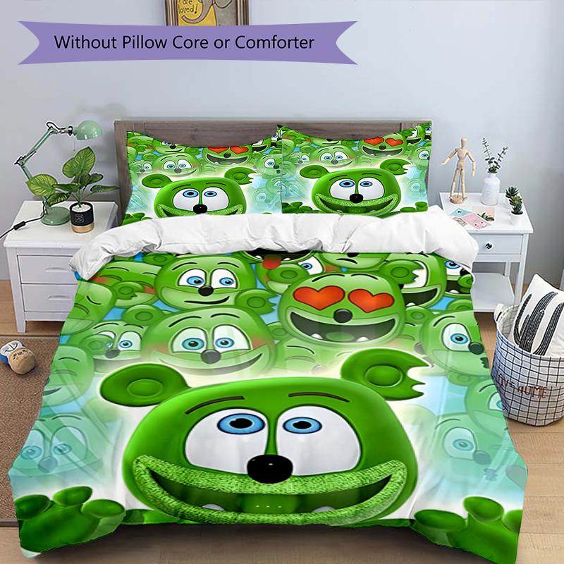 3pcs Gummy Bear1 Design Cover Set - HD Printed Bedding with 1 Cover and 2 Pillowcases - Perfect for Home and Dorm Decor