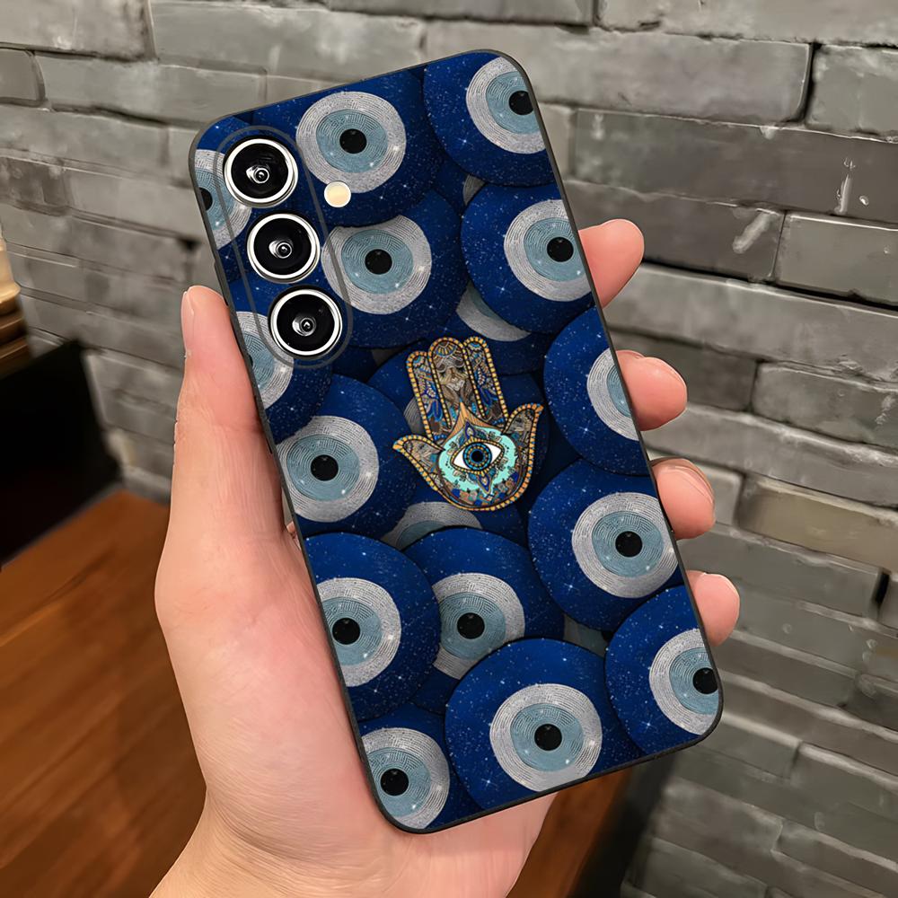 Cute Blue Evil Eye Phone Case For Samsung A25 A13 A33 5G A54 A36 A35 A56 A52 A14 Shockproof Soft Cover