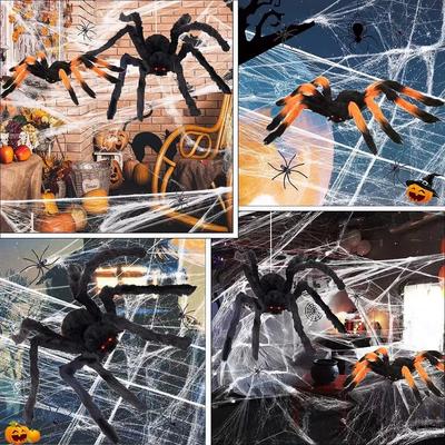 Halloween Spider Web Simulation Big Black Spider Decoration Bar Scene Layout Props Party Decoration Lawn Scenery Home Decoration
