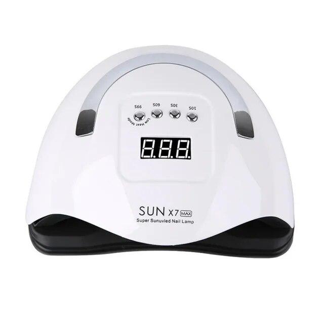 

180 Вт Sun X7 Max Сушилка для ногтей Портативная ЖК-дисплей 57 шт. УФ-светодиодная лампа для ногтей с бусинами и 4 таймерами 10 s 30 s 60 s 99 s US белый
