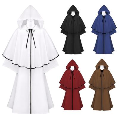 Medieval Hooded Big Cloak Long Sleeves Cloak Halloween Performance Costume Robe Wizard Death Cos Clothing.