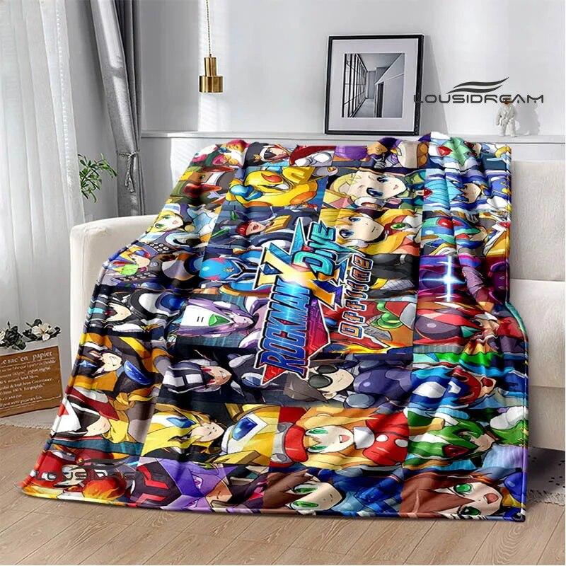 Rockman Game Cartoon Printed Blankets Warm Blanket Soft and Comfortable Home Travel Bed Blanket Picnic Blanket Birthday Gift